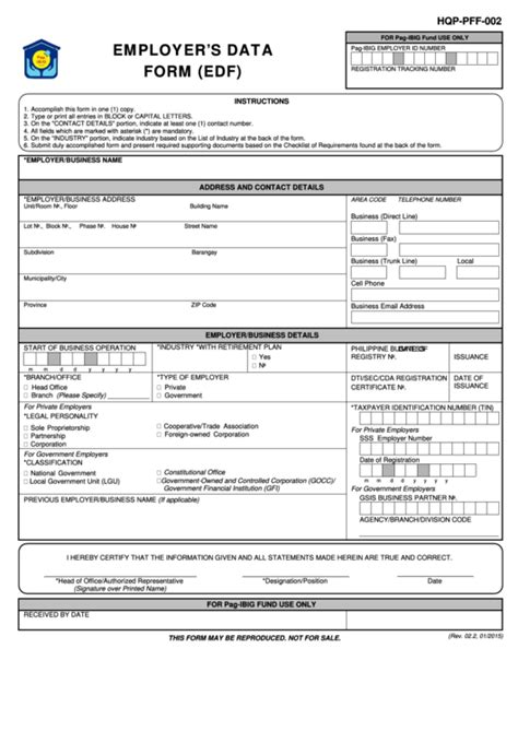 EMPLOYER’S DATA FORM (EDF) .
